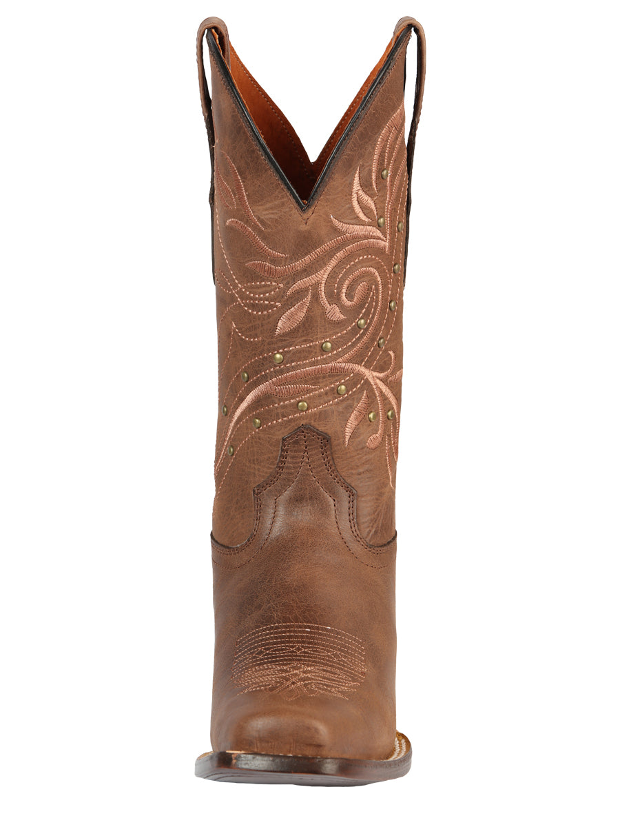 El General Women’s Narrow Square Toe Cowboy Boot - Alazan Brown 44854