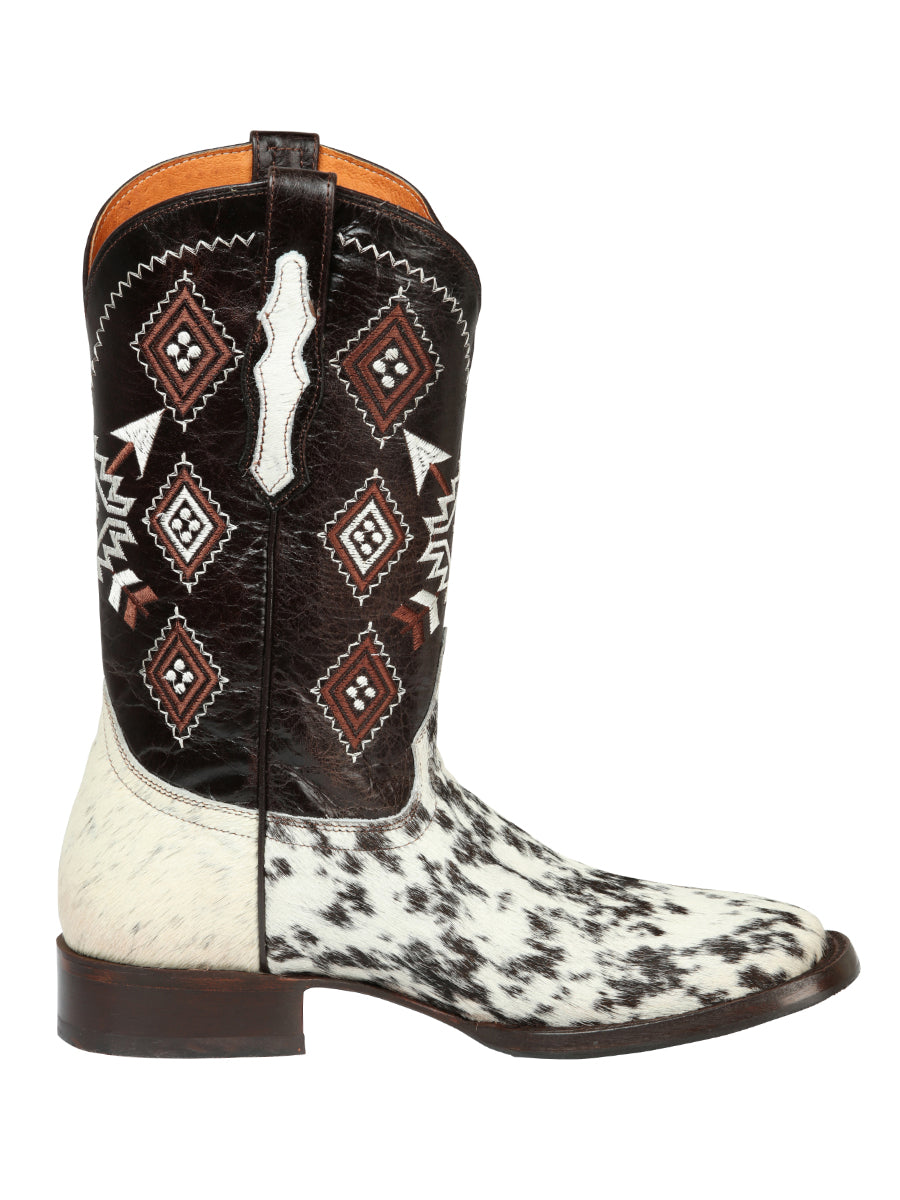 El General Men’s Wide Square Toe Cowboy Boot - Cowhide Leather Brown 44862