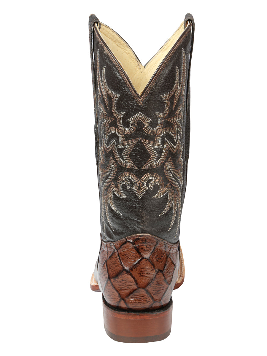 El Señor de los Cielos x El General Men’s Square Toe Cowboy Boot - Pirarucu Monster Fish Print - Brown 44931