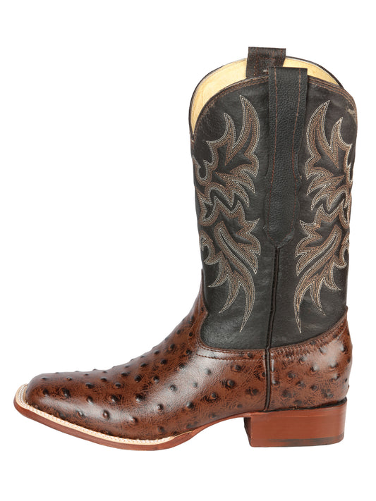 El Señor de los Cielos x El General Men’s Square Toe Cowboy Boot - Ostrich Print - Brown 44934