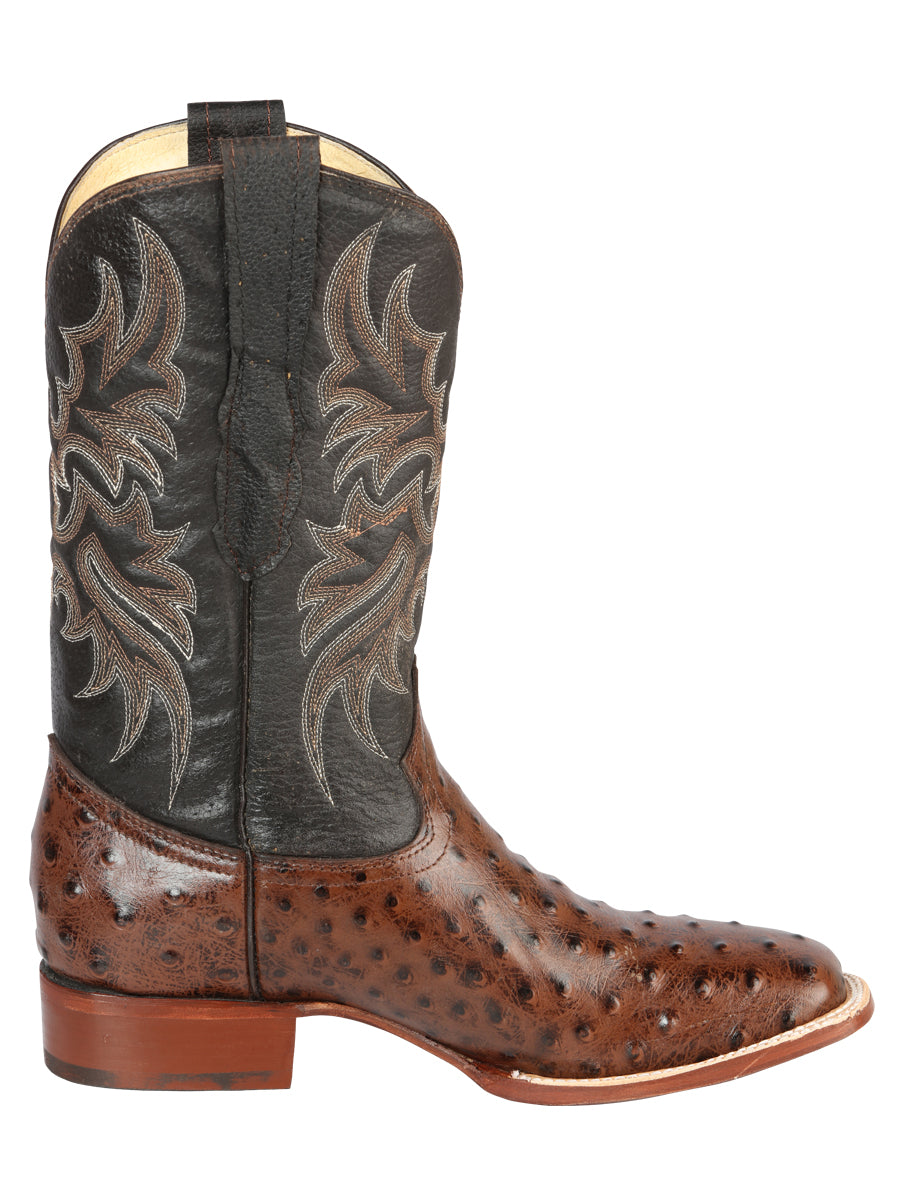 El Señor de los Cielos x El General Men’s Square Toe Cowboy Boot - Ostrich Print - Brown 44934