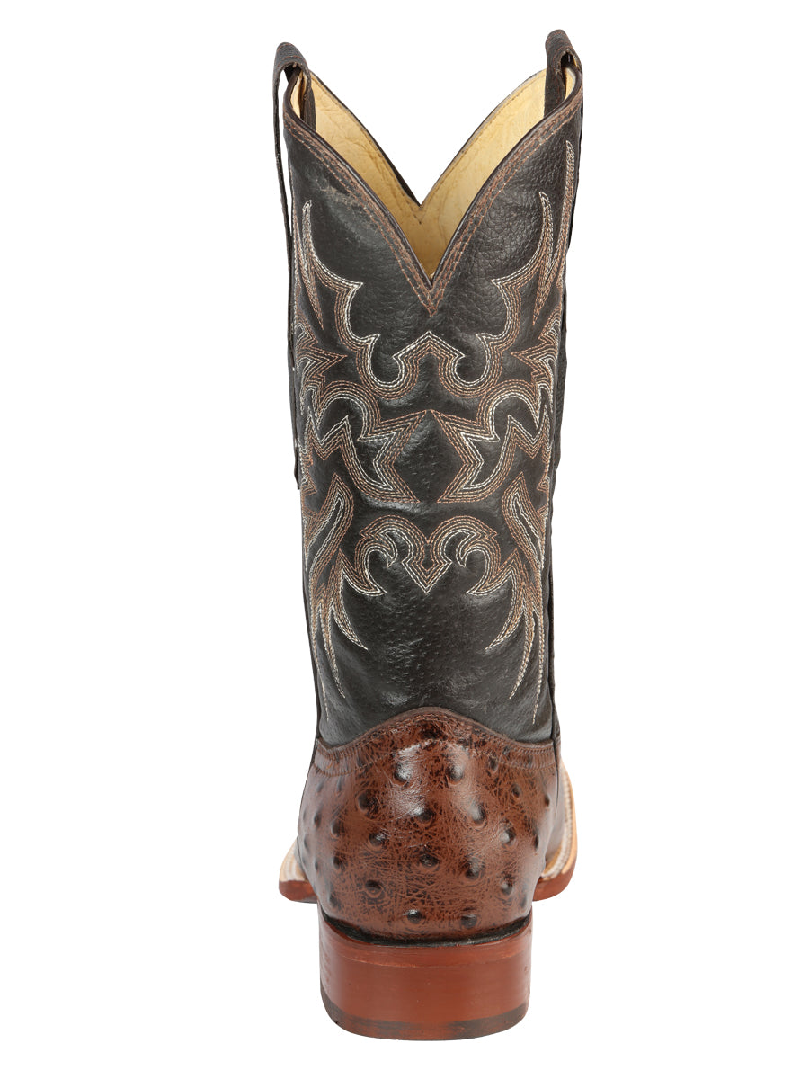 El Señor de los Cielos x El General Men’s Square Toe Cowboy Boot - Ostrich Print - Brown 44934
