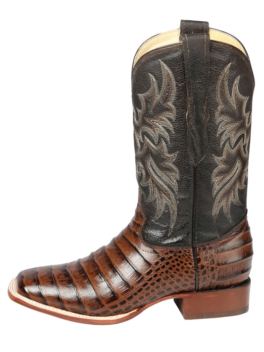El Señor de los Cielos x El General Men’s Square Toe Boot - Caiman Belly Print - Brown 44937