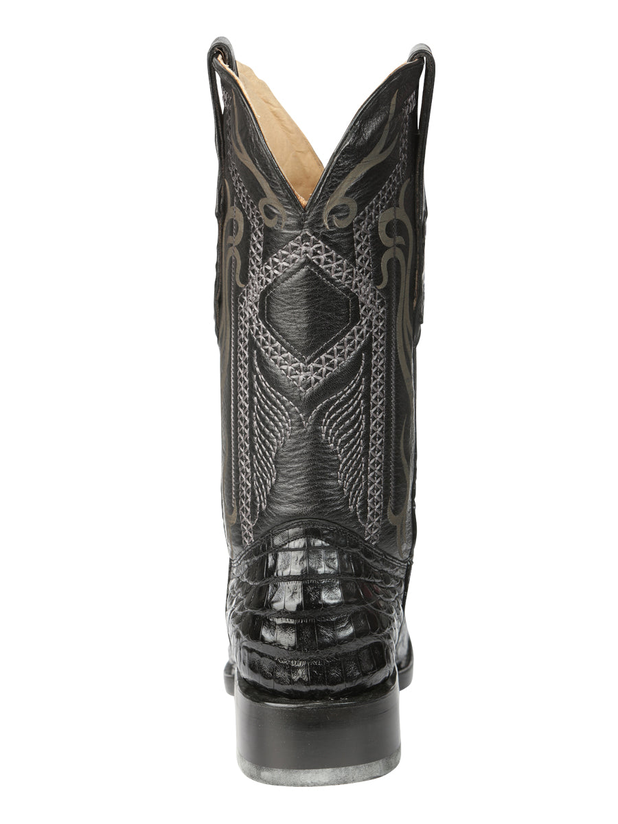 El General Men's Exotic Caiman Belly Cowboy Boot -Versace Toe - Black 45078