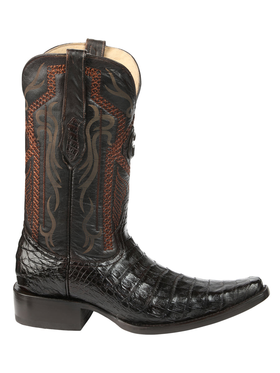 El General Men's Exotic Caiman Belly Cowboy Boot -Versace Toe - Brown 45079