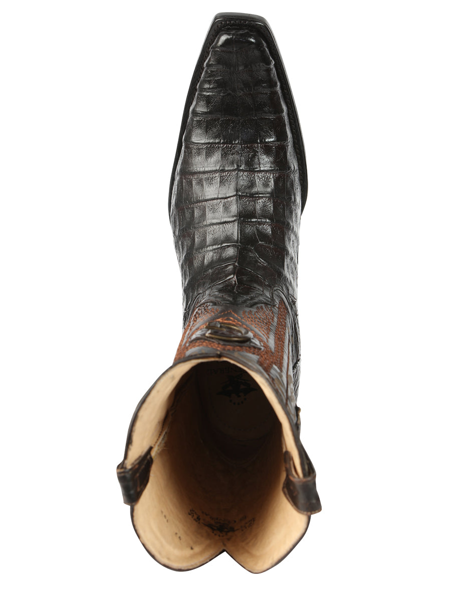 El General Men's Exotic Caiman Belly Cowboy Boot -Versace Toe - Brown 45079