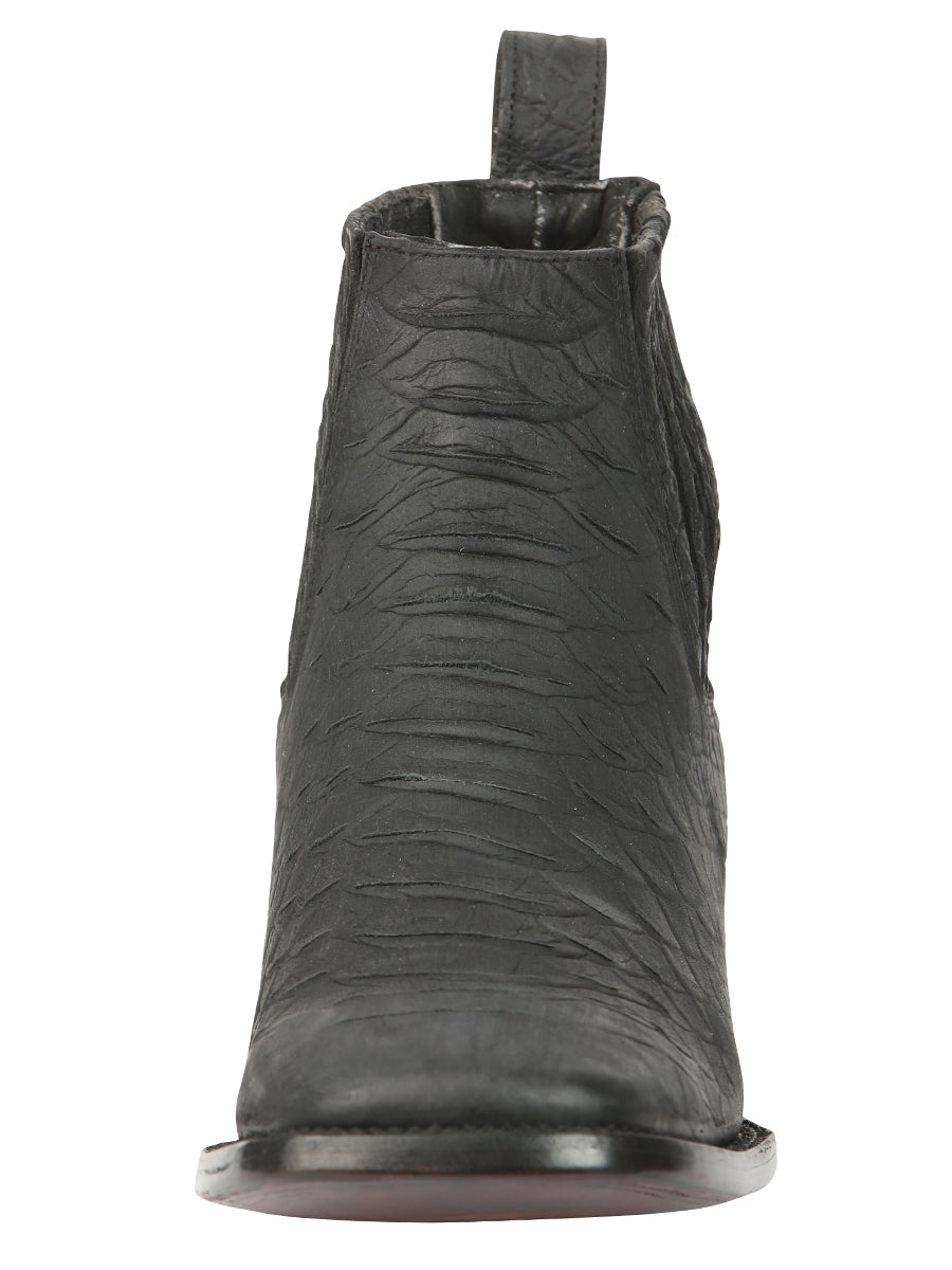 El General Men’s Square Toe Python Print Ankle Boots - Black 45091