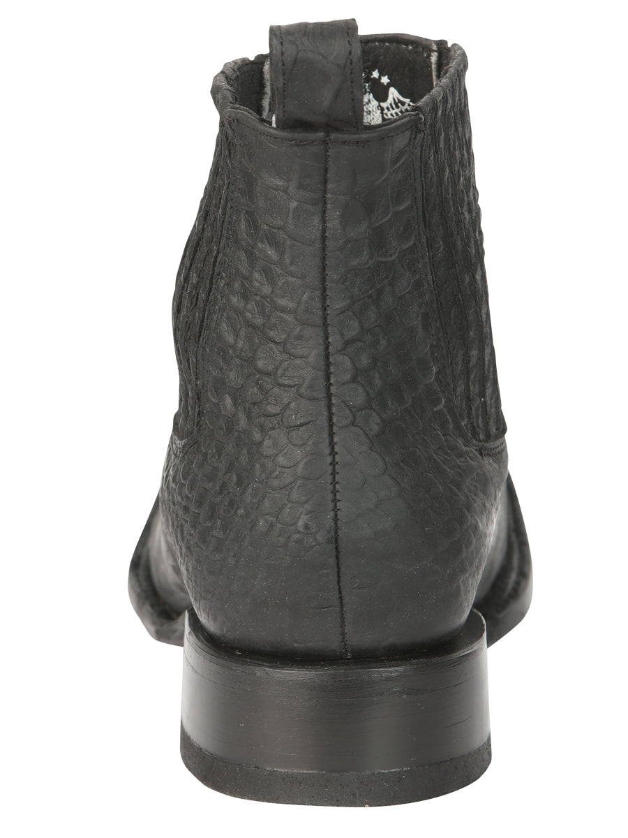 El General Men’s Square Toe Python Print Ankle Boots - Black 45091