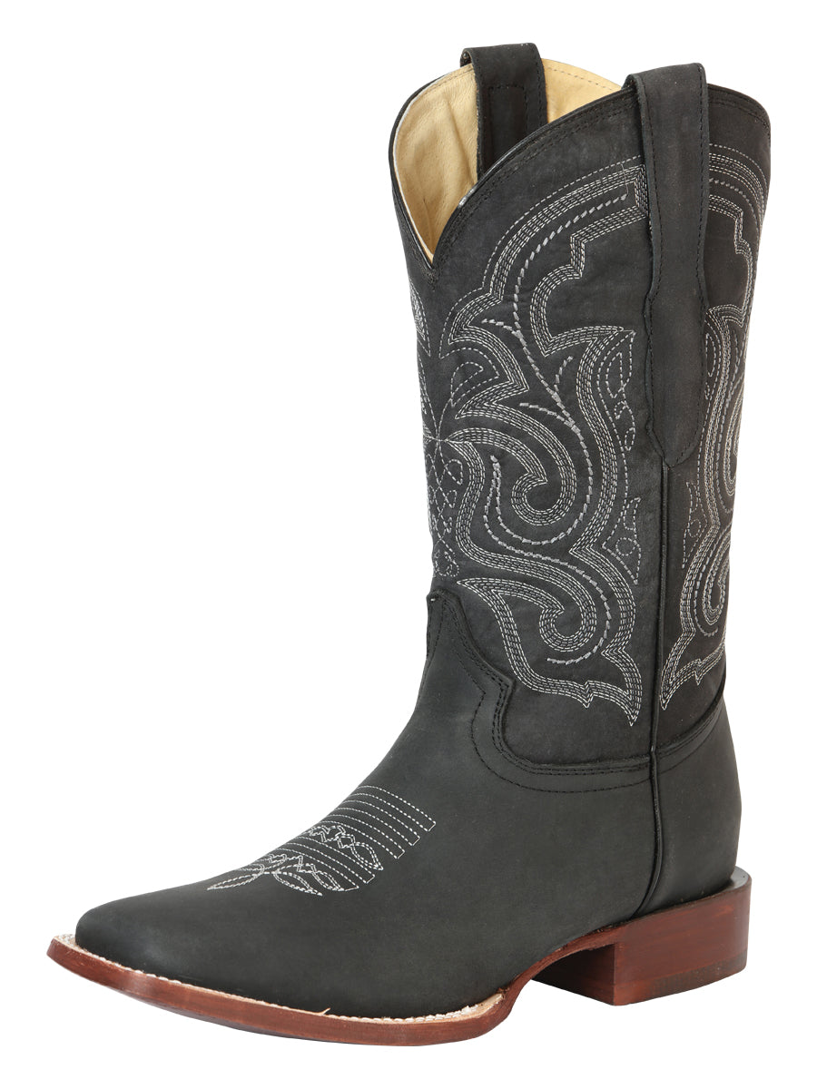 El General Men's Rodeo Boot – Crazy Leather - Nubuck Black 45207