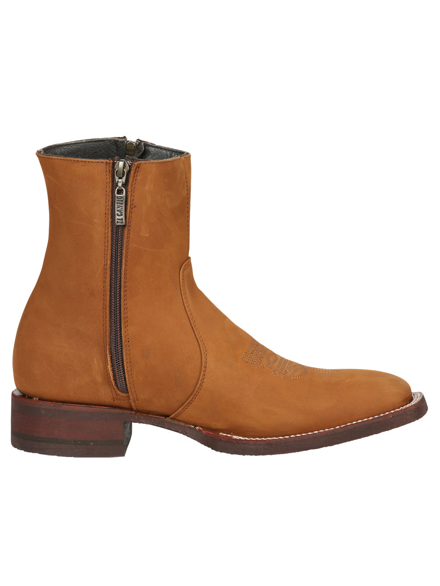 El Canelo Men’s Square Toe Ankle Boots Botines- Nubuck Taupe 45212