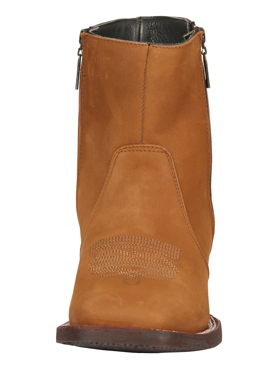 El Canelo Men’s Square Toe Ankle Boots Botines- Nubuck Taupe 45212