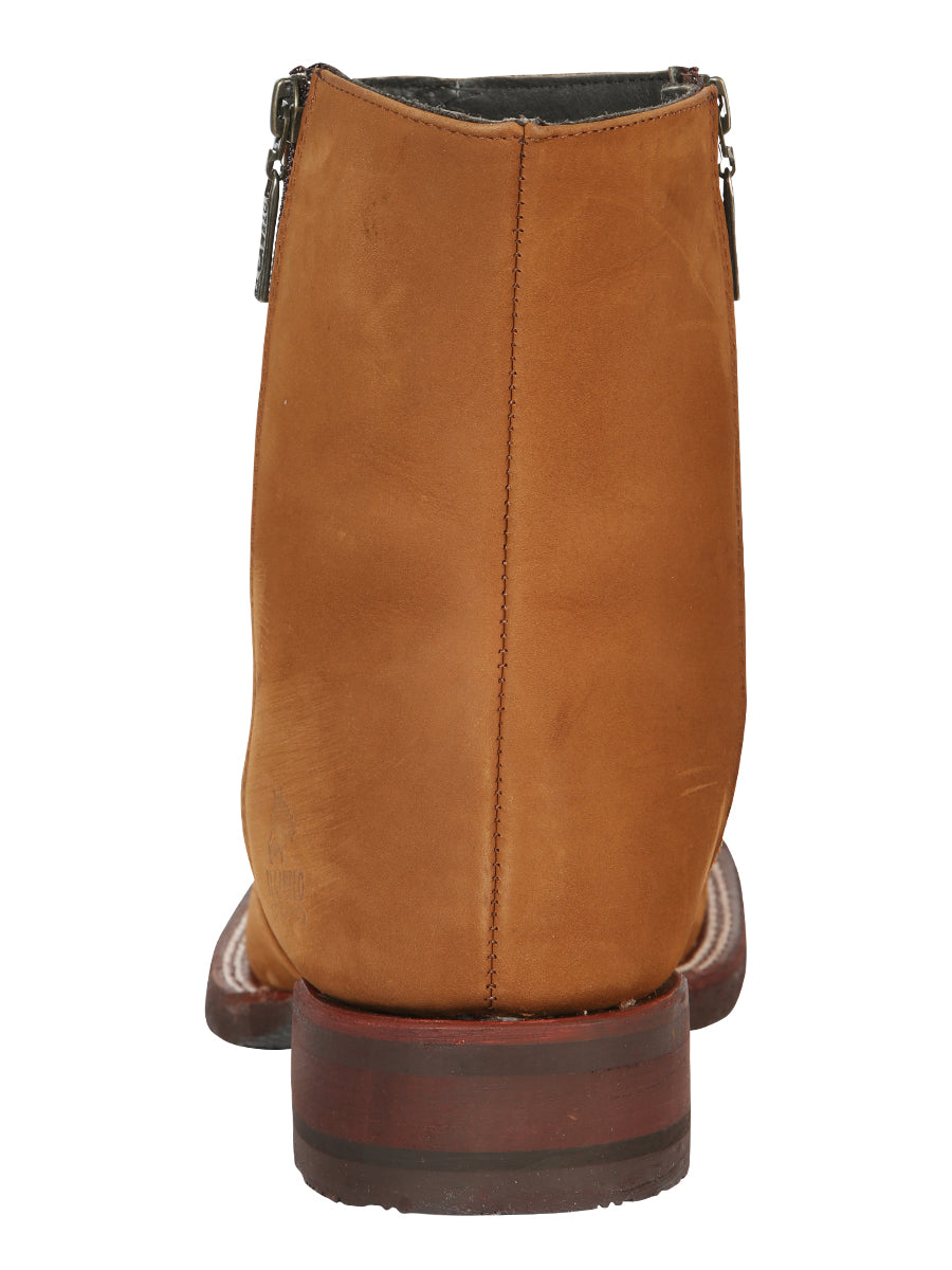 El Canelo Men’s Square Toe Ankle Boots Botines- Nubuck Taupe 45212