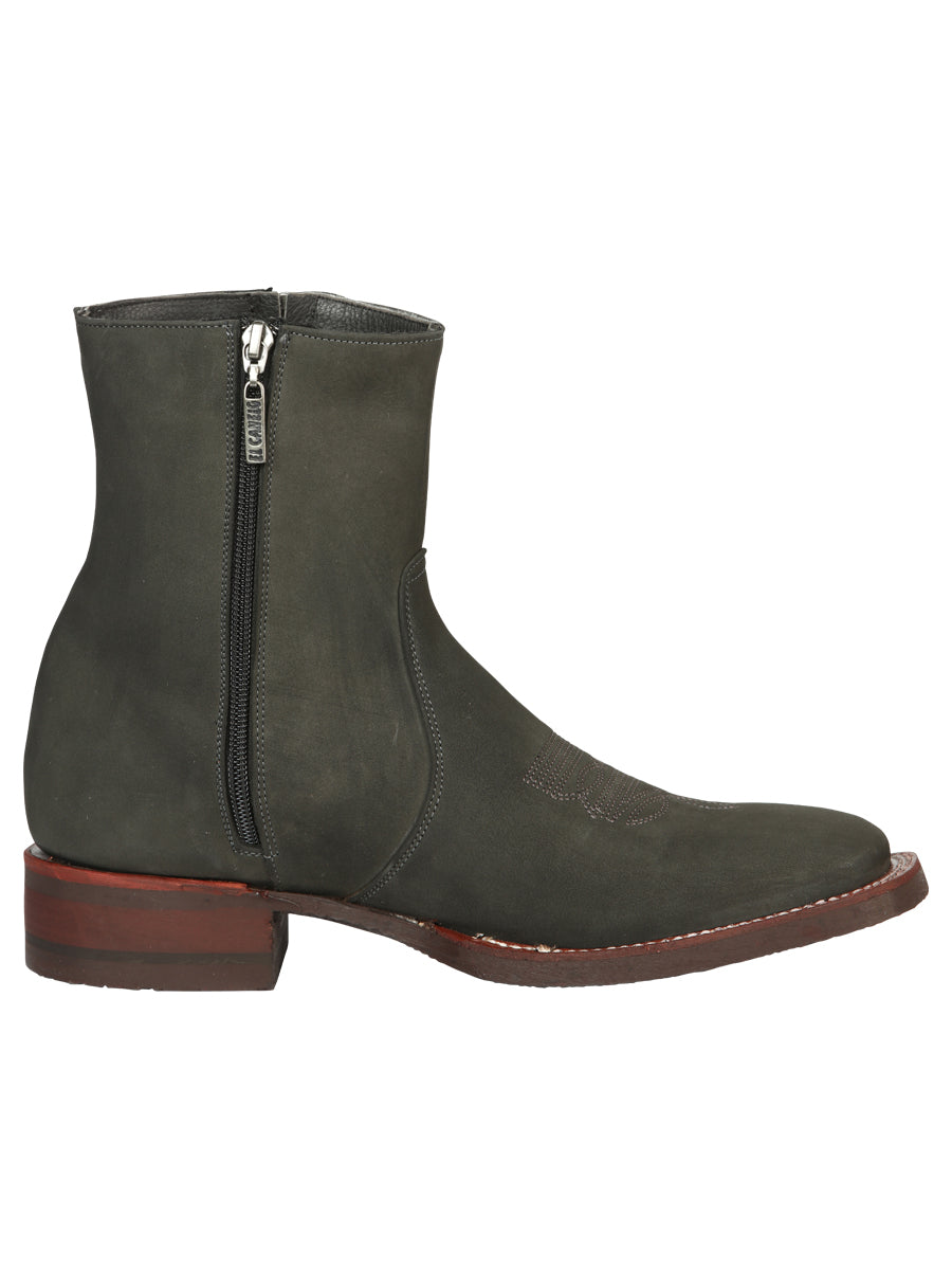 El Canelo Men’s Square Toe Ankle Boots Botines - Nubuck Gray 45213