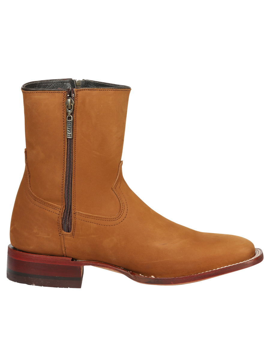 El Canelo Men’s Square Toe Ankle Boots - Nubuck Taupe 45215