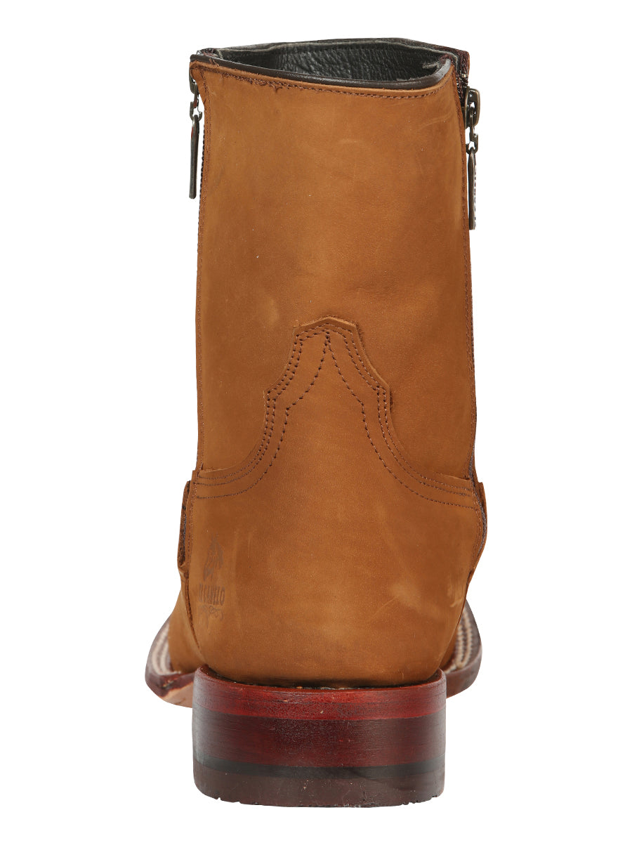 El Canelo Men’s Square Toe Ankle Boots - Nubuck Taupe 45215