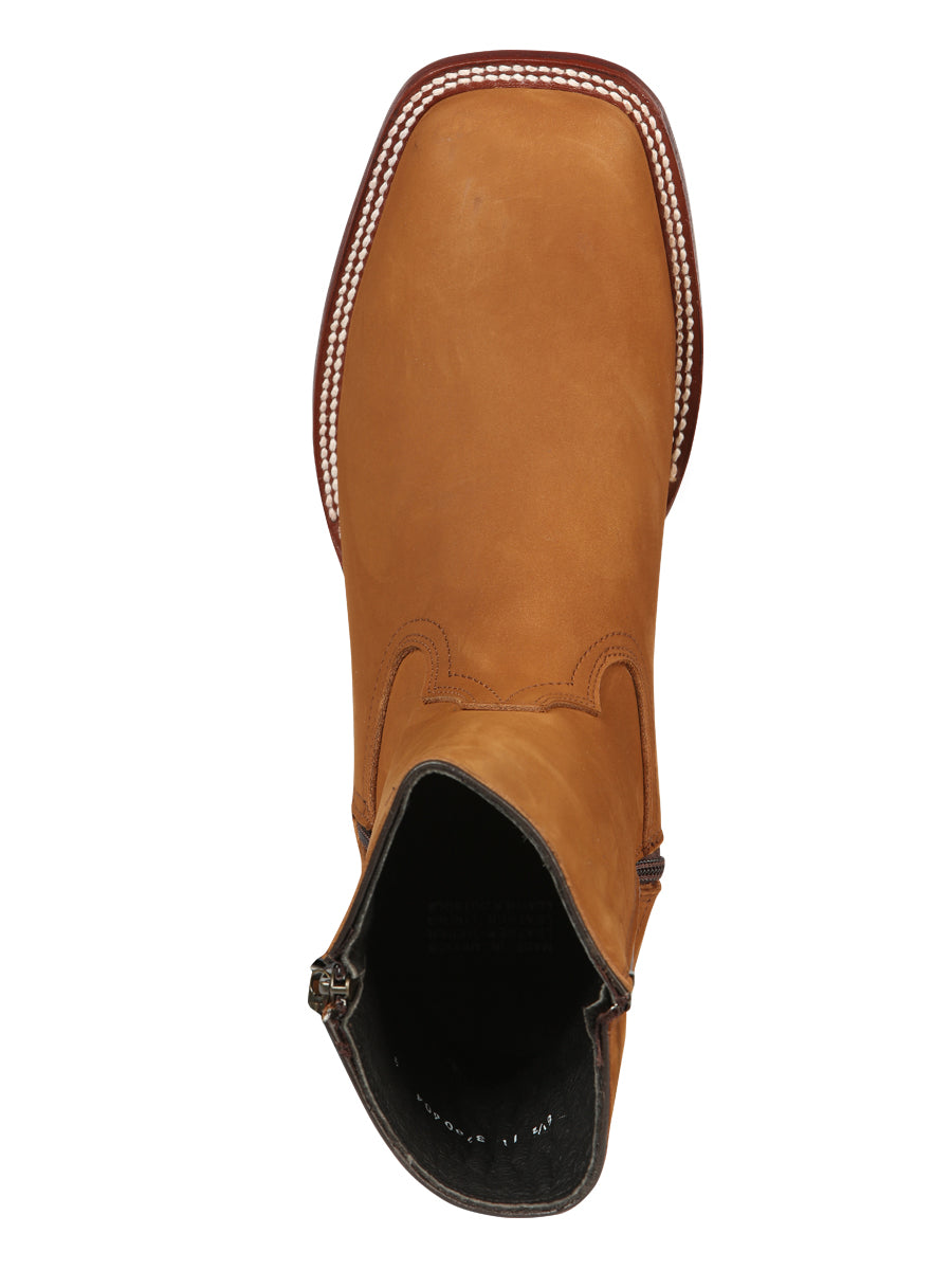El Canelo Men’s Square Toe Ankle Boots - Nubuck Taupe 45215