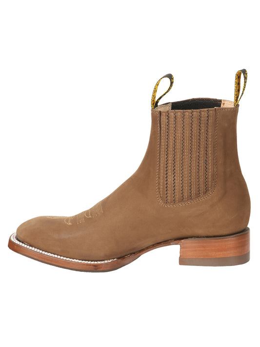 El General Men’s Square Toe Ankle Chelsea Boots Botines- Nubuck Brown 45338