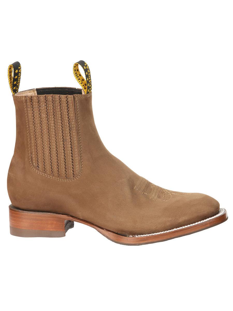 El General Men’s Square Toe Ankle Chelsea Boots Botines- Nubuck Brown 45338