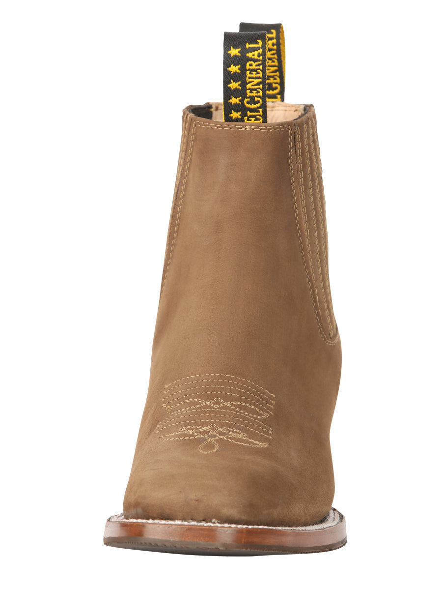 El General Men’s Square Toe Ankle Chelsea Boots Botines- Nubuck Brown 45338