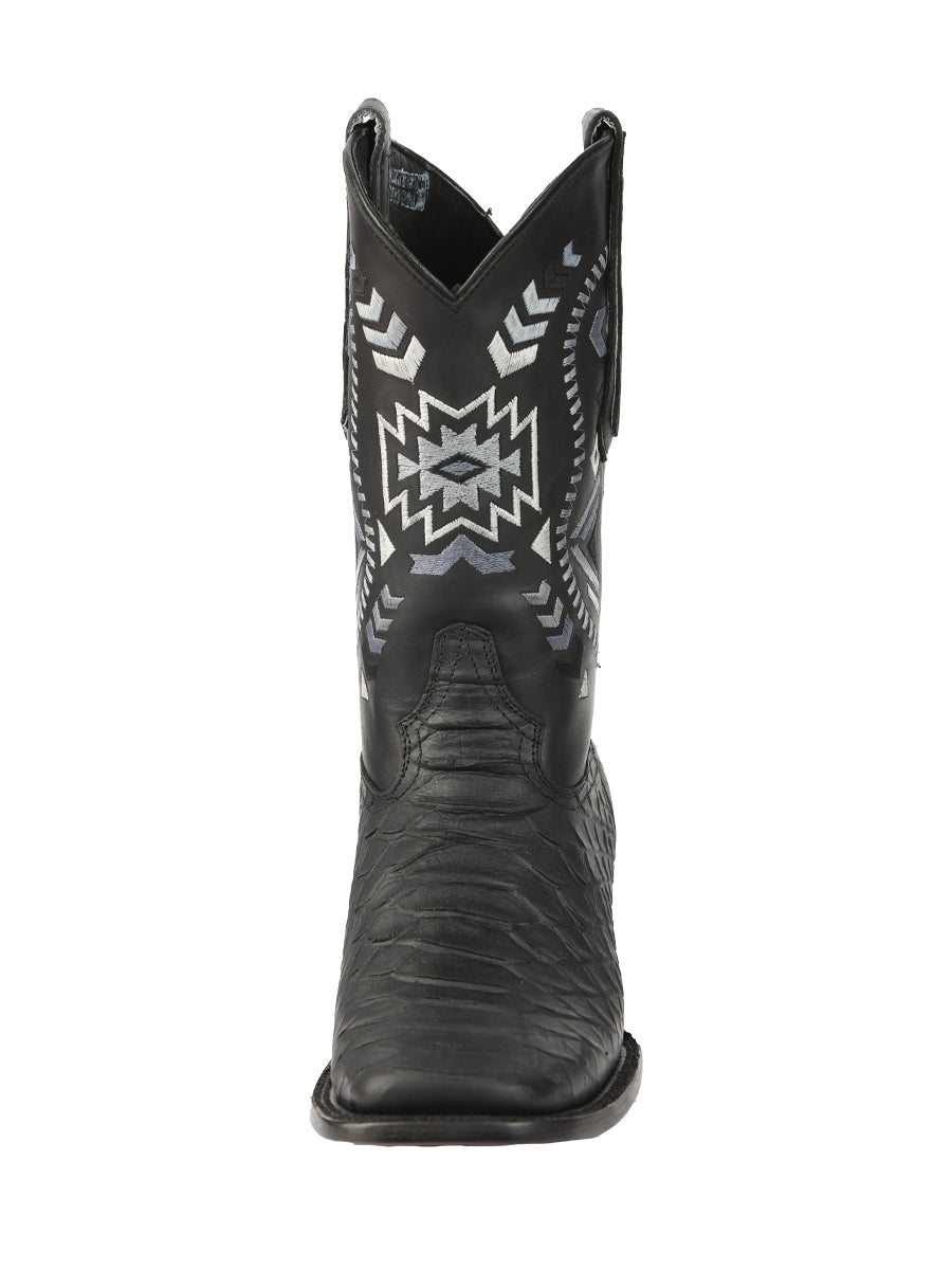 El General Men’s Black Python Print Cowboy Boots 45398