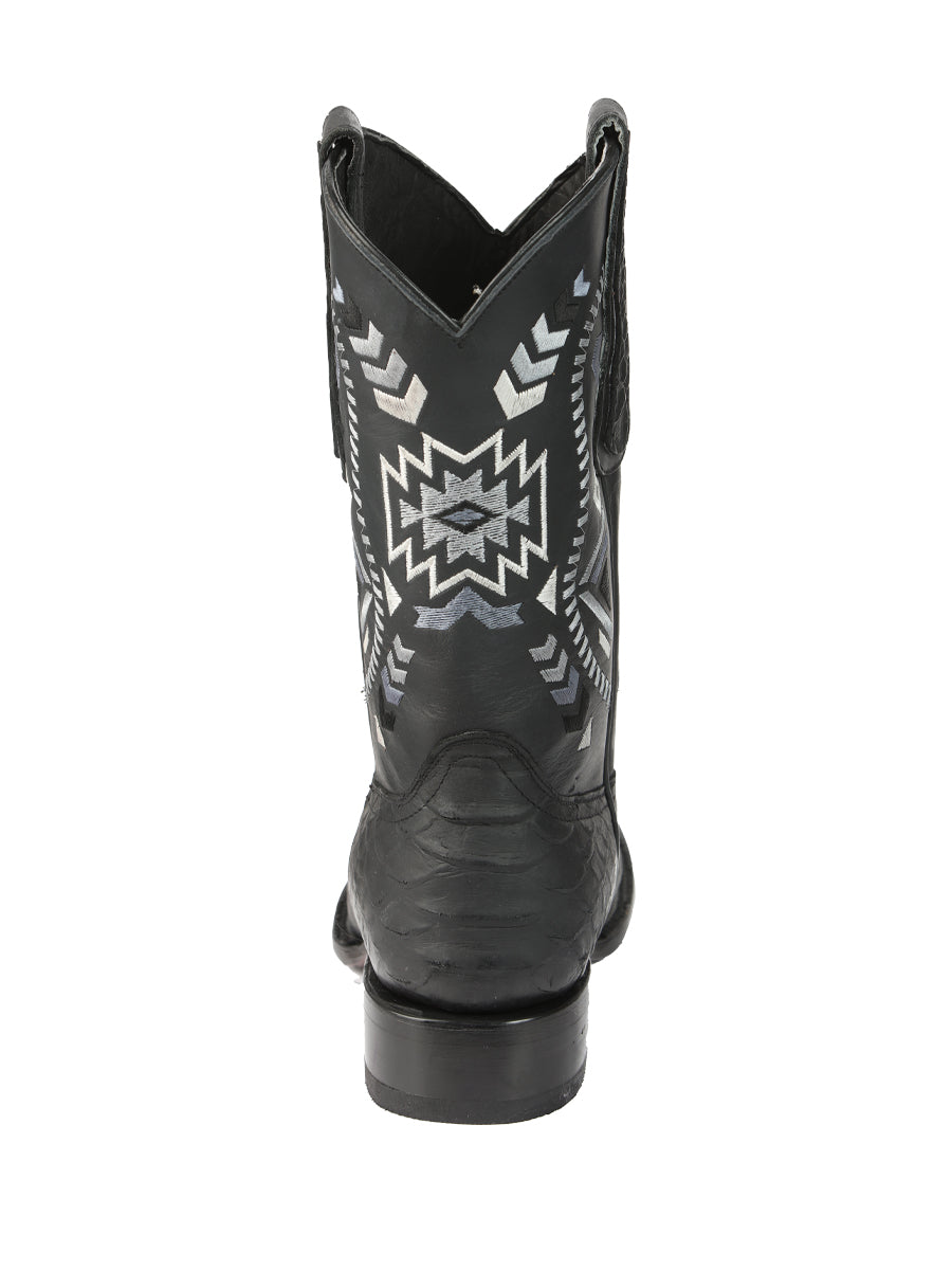 El General Men’s Black Python Print Cowboy Boots 45398