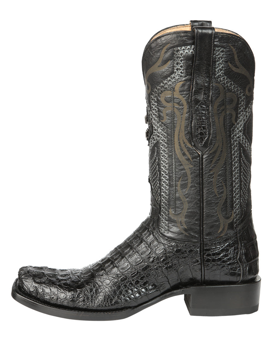 El General Men's Exotic Caiman Hornback Cowboy Boots - Black 45521