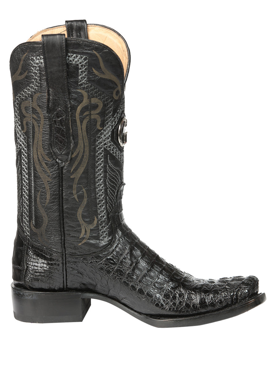 El General Men's Exotic Caiman Hornback Cowboy Boots - Black 45521