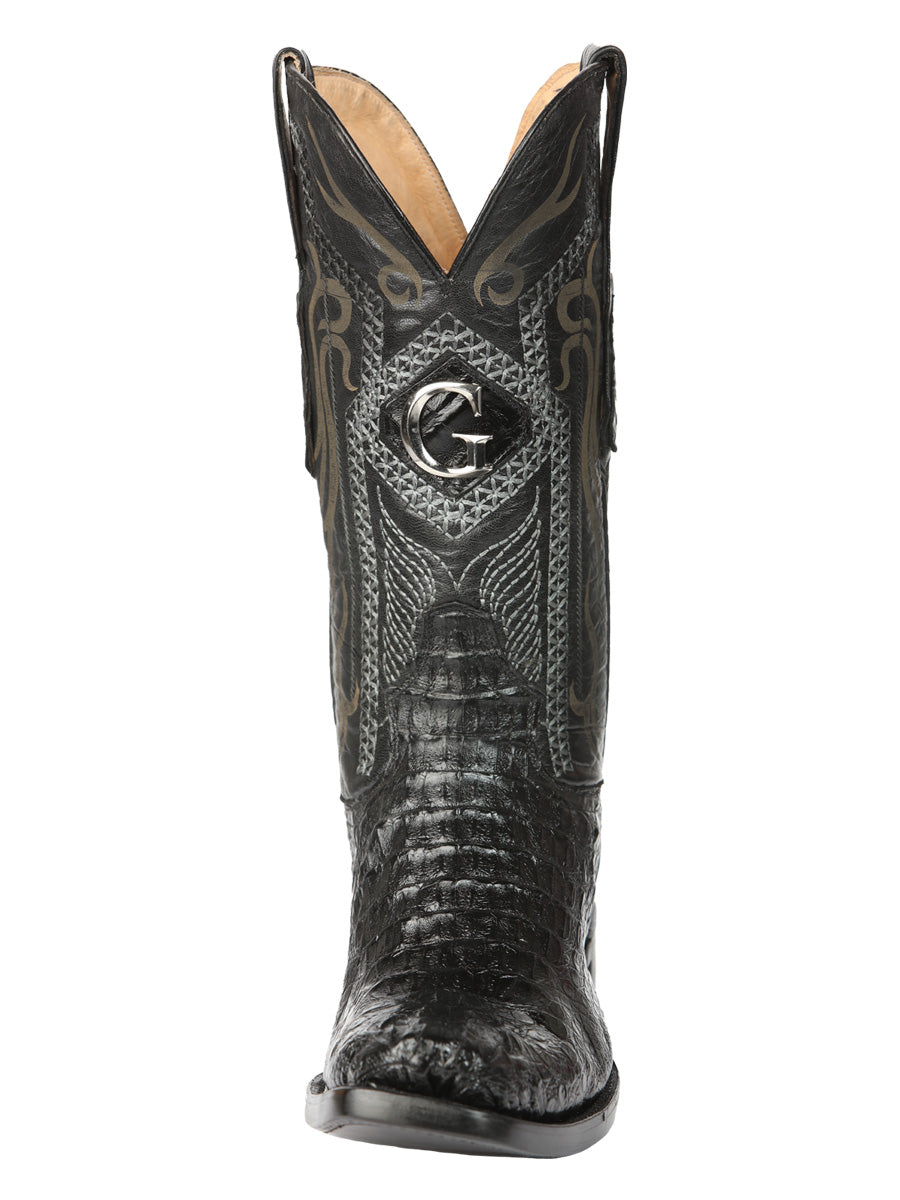 El General Men's Exotic Caiman Hornback Cowboy Boots - Black 45521