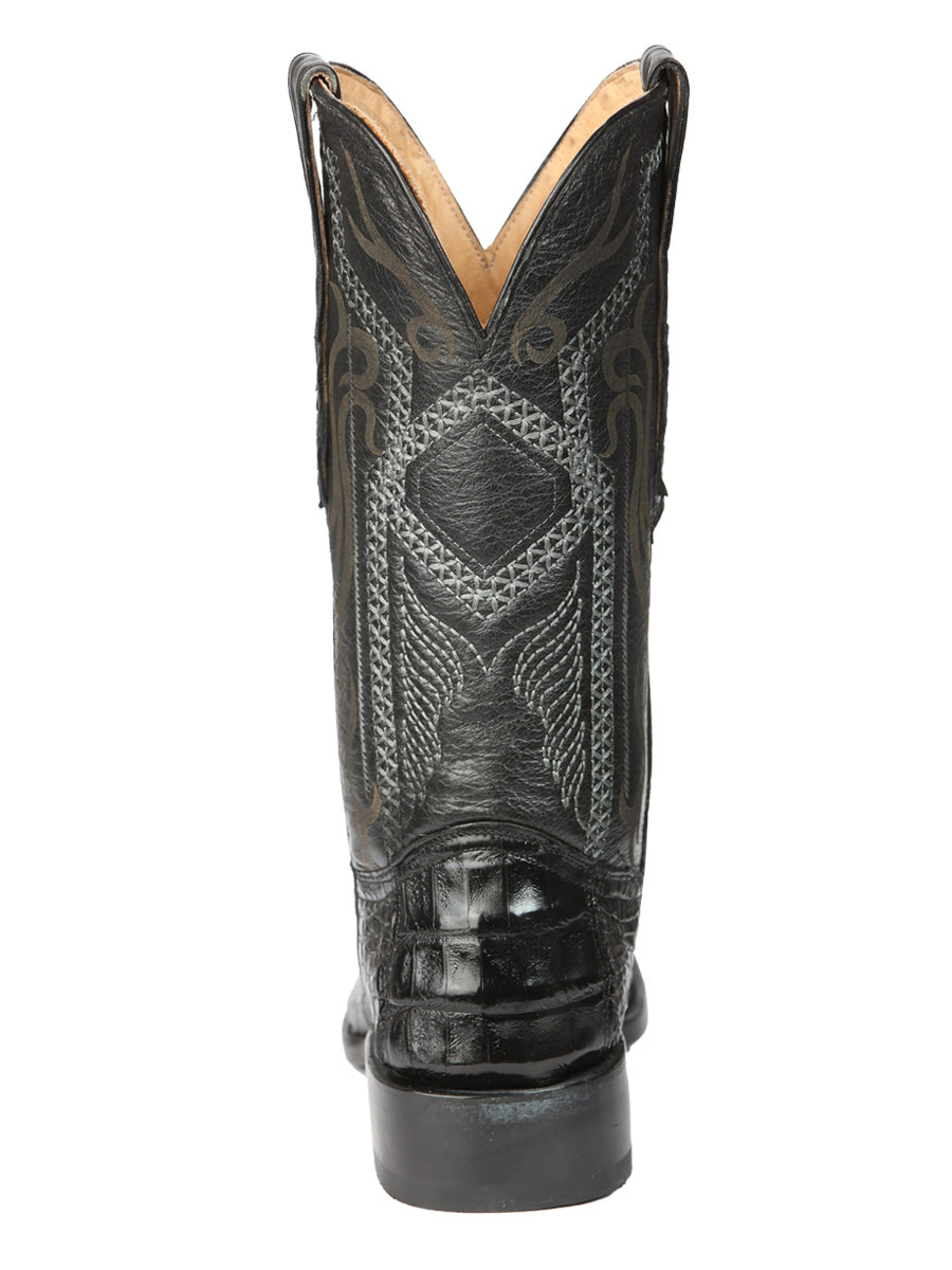 El General Men's Exotic Caiman Hornback Cowboy Boots - Black 45521