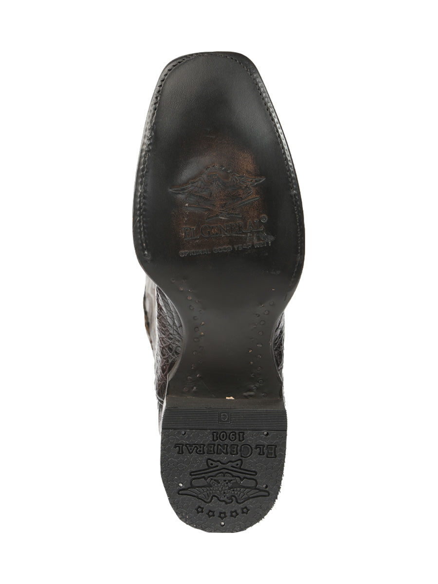 El General Men's Exotic Caiman Horbback Cowboy Boots - Brown 45522