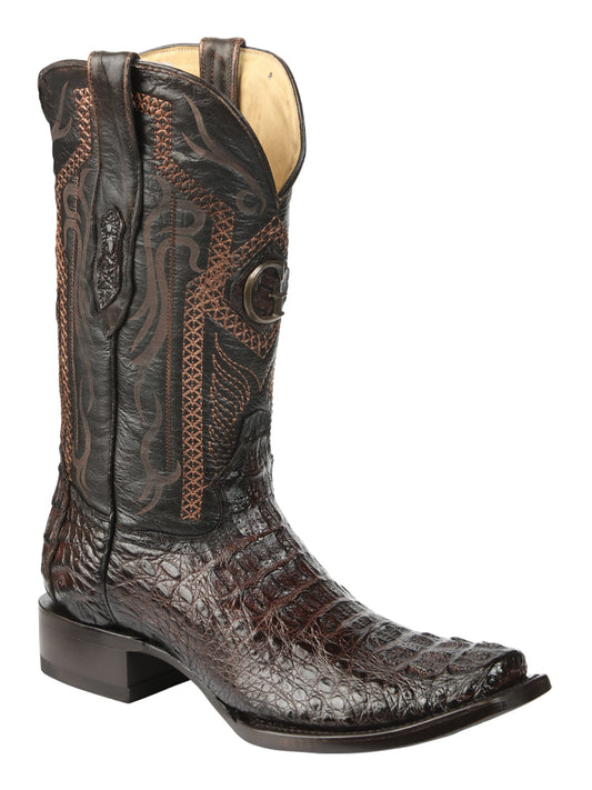 El General Men's Exotic Caiman Horbback Cowboy Boots - Brown 45522
