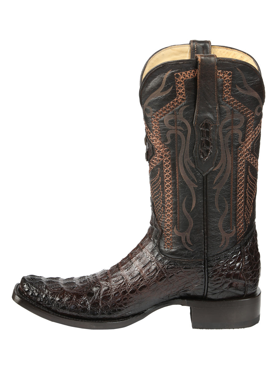 El General Men's Exotic Caiman Horbback Cowboy Boots - Brown 45522