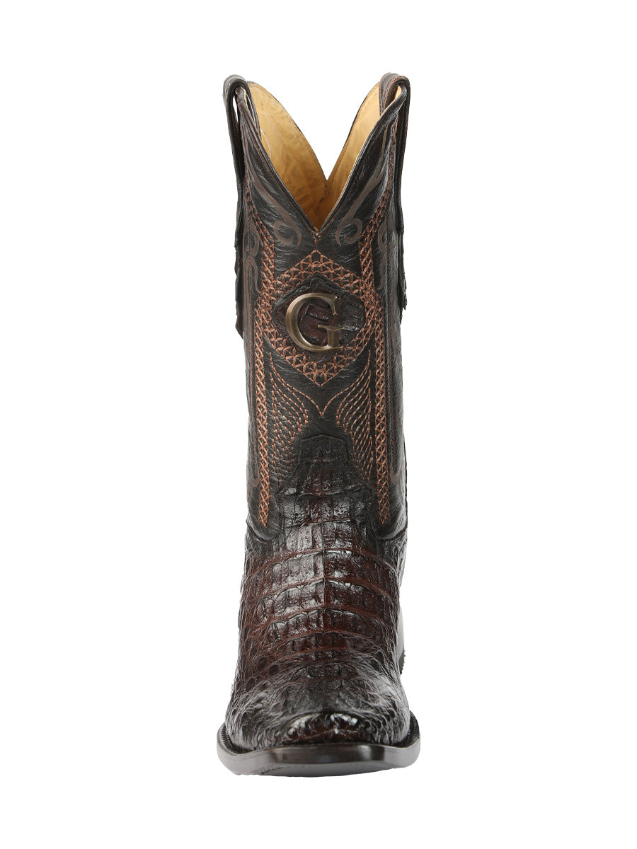El General Men's Exotic Caiman Horbback Cowboy Boots - Brown 45522