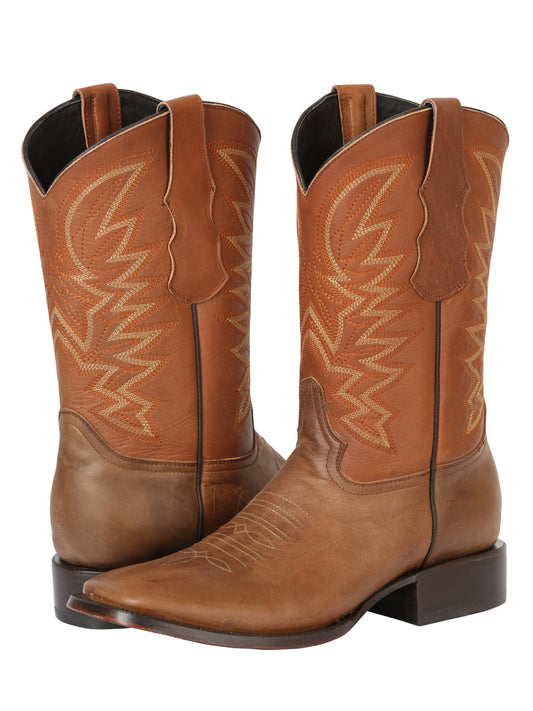 El General Men’s Square Toe Cowboy Rodeo Boots - Brown 45580