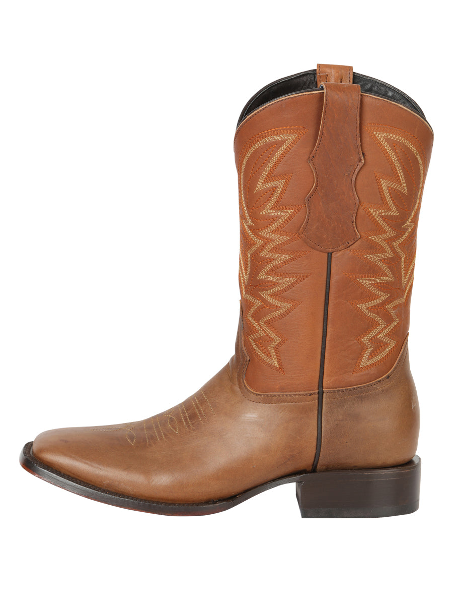 El General Men’s Square Toe Cowboy Rodeo Boots - Brown 45580