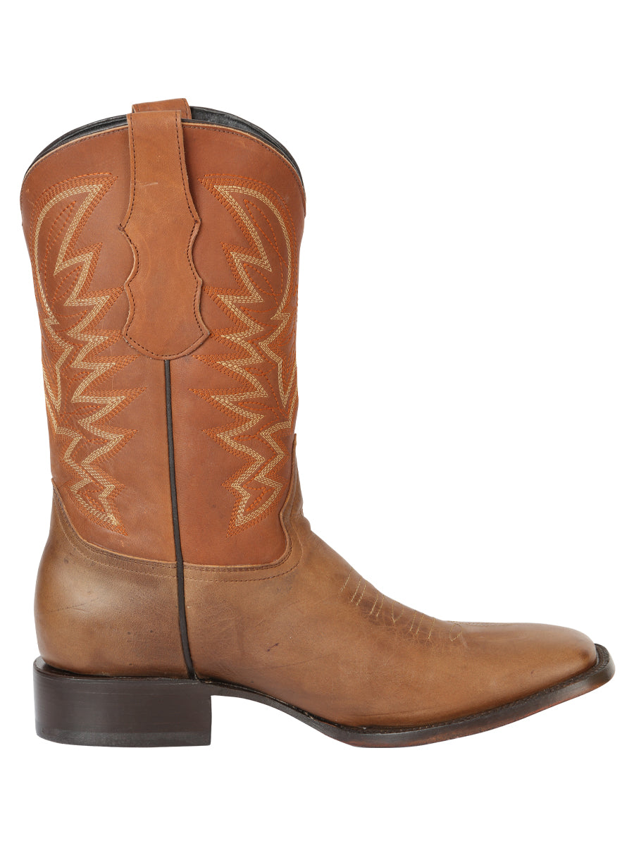 El General Men’s Square Toe Cowboy Rodeo Boots - Brown 45580