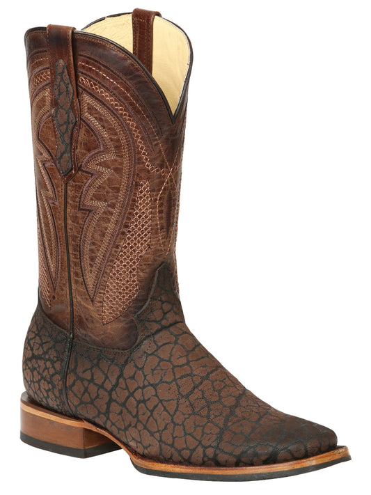 El General Men's Square Toe Cowboy Boot - Brown Cuello de Toro 45668