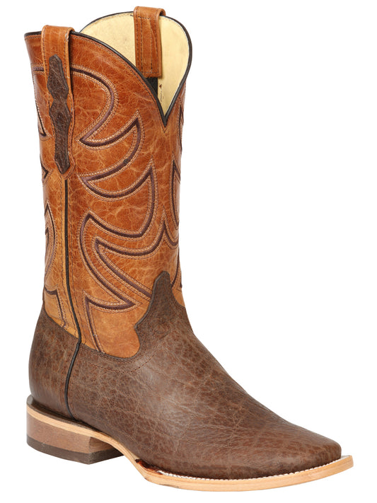 El General Men's Square Toe Cowboy Boot - Brown Elephant Print 45767
