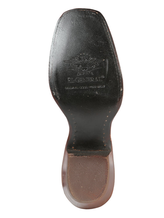 El General Women’s Narrow Square Toe Cowboy Rodeo Boots - Nubuck Leather - Brown 51227