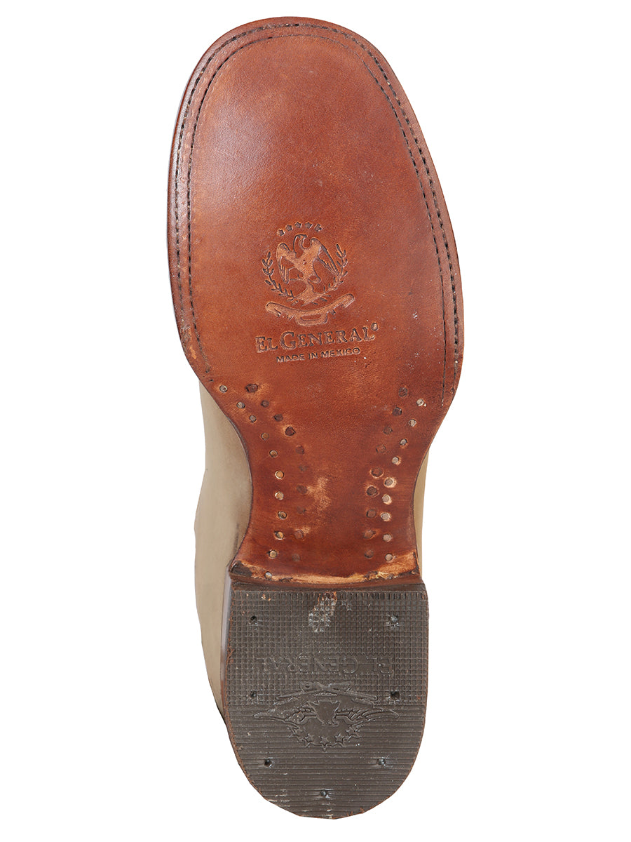 El General Square Toe Ankle Boot w/ embroidery -Botin Charro Cuadrado con Ringle - Nobuck Sand 126191