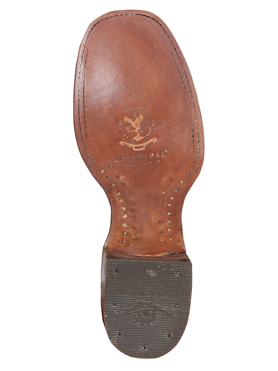 El General Square Toe Ankle Chelsea Boot w/o Embroidery- Botin Charro Cuadrado sin Ringle- Nobuck Brown 126192