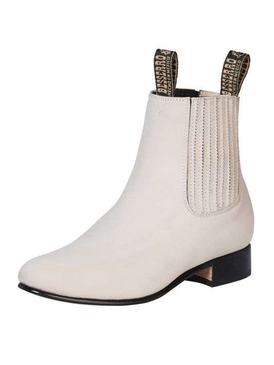 El Besserro Men's Charro Ankle Boot - Nubuck Bone White 205