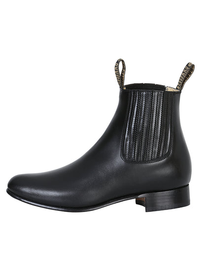 El Besserro Men's Charro Ankle Boot - Leather Black 207