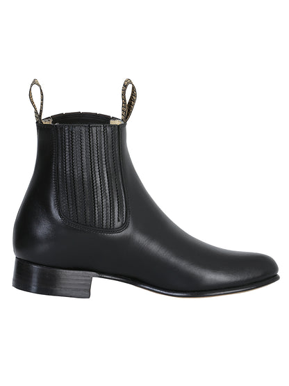 El Besserro Men's Charro Ankle Boot - Leather Black 207