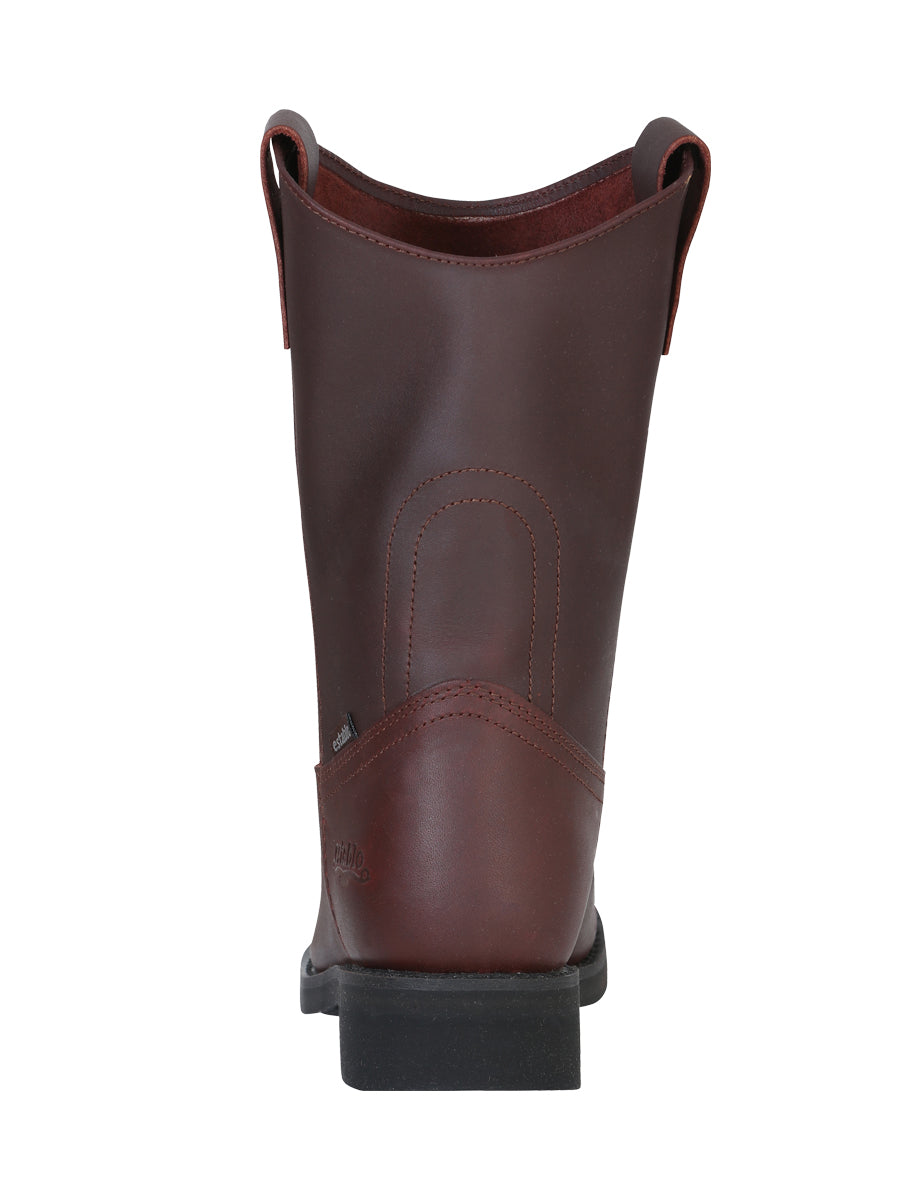 Establo Men's Work Cowboy Boot - Leather Grasso - Waterproof- Shedron -Dark Brown 316