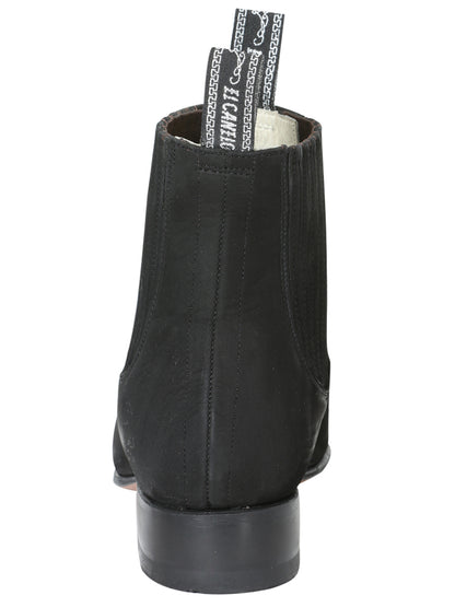 El Canelo Plata Botin Charro Ankle Boot - Black Nubuck 3663