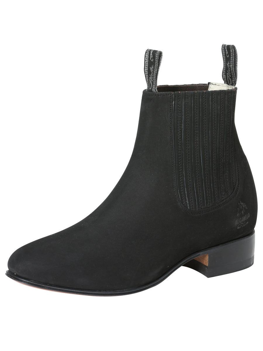 El Canelo Plata Botin Charro Ankle Boot - Black Nubuck 3663