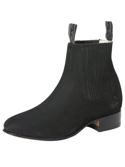 El Canelo Plata Botin Charro Ankle Boot - Black Nubuck 3663