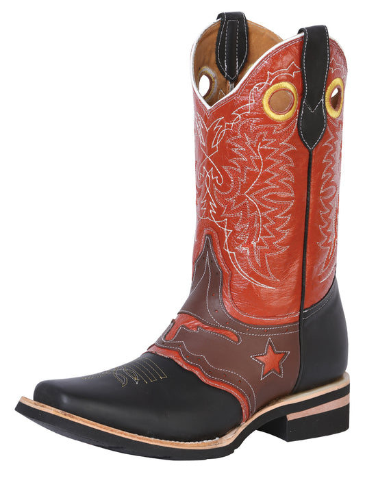 El General Men's Narrow Square Toe Cowboy Boot - Crazy Black 33305