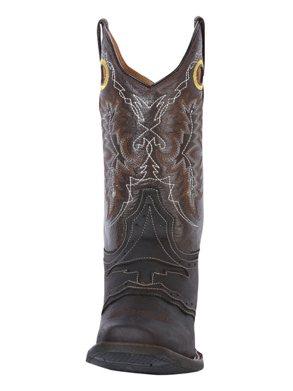 El General Men's Narrow Square Toe Cowboy Boot - Crazy Dark Brown Bull 33311